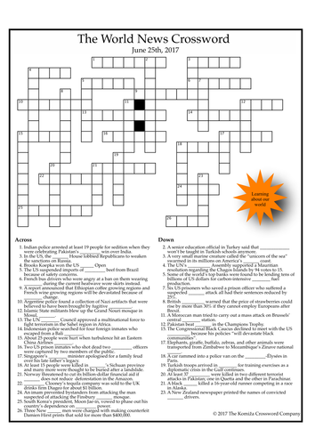 The World News Crossword (June 25th, 2017)