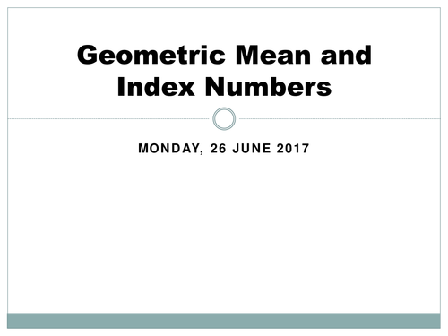 Geometric Mean and Index numbers