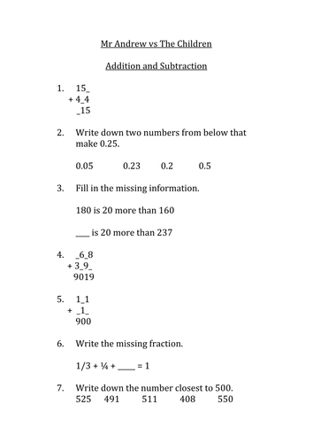 End of year addition and subtraction reasoning MASTERY