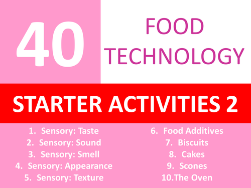40 Food Technology Starter Activities 2 Keyword Wordsearch Crossword Anagrams Cover Lesson Homework