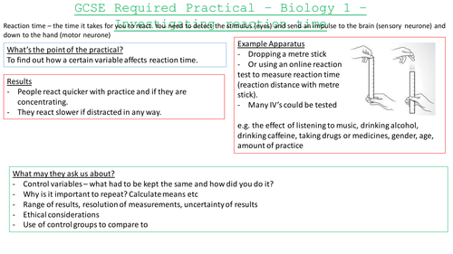 AQA Combined Science - Biology Required Practical Revision sheets