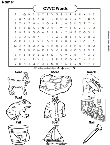 CVVC Words Word Search