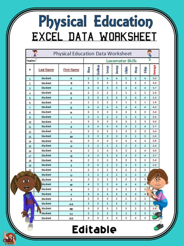Physical Education Excel Data Worksheet- Editable