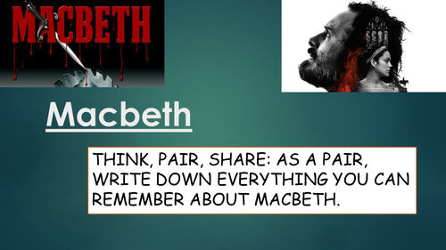 GCSE English Literature SOW for Macbeth (suitable for low-mid attainers)