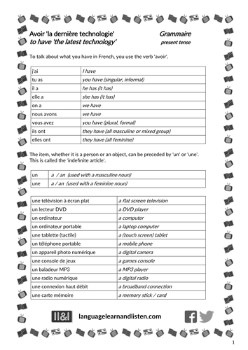 Avoir 'la dernière technologie' (to have the 'latest technology')