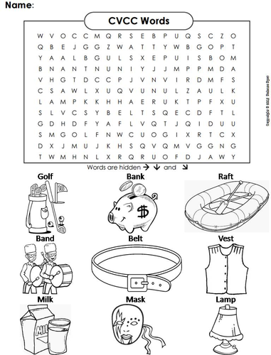 cvcc words word search teaching resources