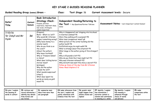 Guided Reading Questions for ORT Stage 16 Classics