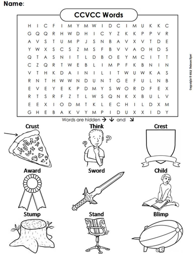CCVCC Words Word Search