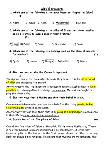 Y7 Islam Unit of work with resources. 12 lessons.