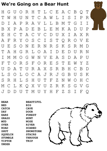 We Re Going On A Bear Hunt Word Search Teaching Resources