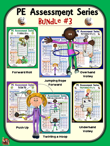 PE Assessment Series: Bundle 3- Volleying, Rolling, Push Ups and Jumping Rope