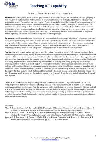 What to Monitor and when to Intervene when Teaching ICT Capability