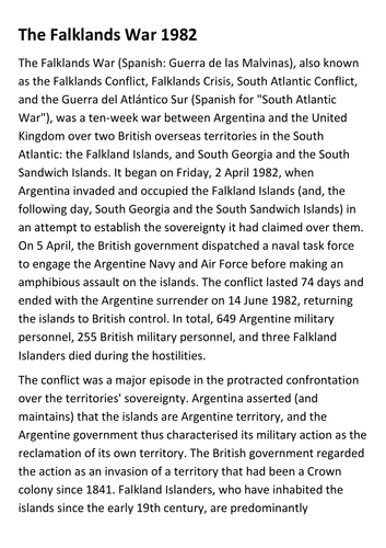 The Falklands War Handout