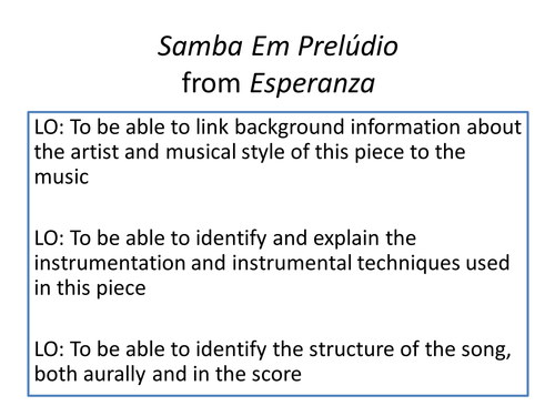 Edexcel GCSE Music (9-1) Samba em Preludio