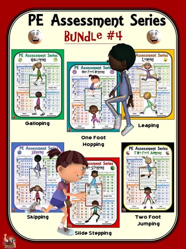 PE Assessment Series: Bundle 4: Locomotor- Gallop, Hop, Leap, Skip, Slide & Jump