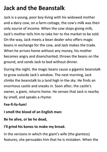 Jack and the beanstalk story