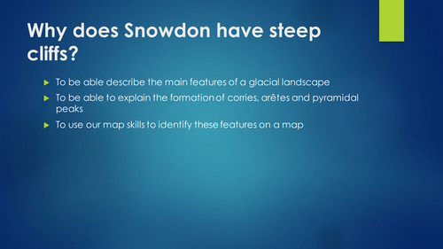KS3 unit - LANDSCAPES - L10 - glacial landforms