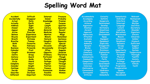 Key Stage 2 Spelling Mat