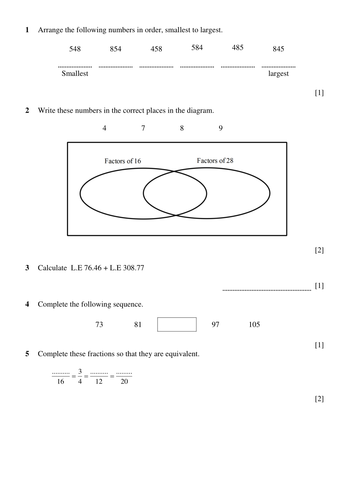 year 6 maths test teaching resources