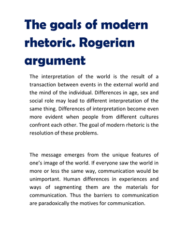The goals of modern rhetoric. Rogerian argument