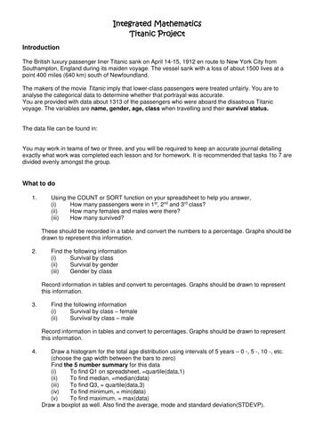 Titanic (Data analysis project/investigation)