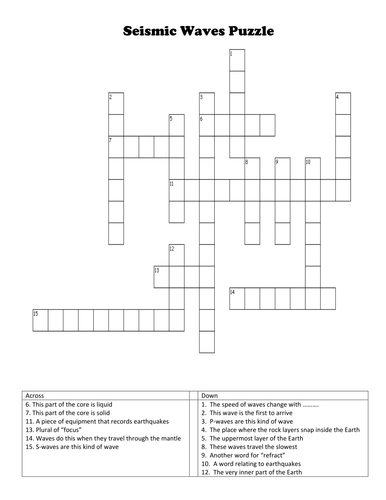 P127 Seismic Waves Crosswords With Answers Differentiated