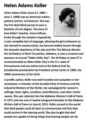 Helen Adams Keller Handout