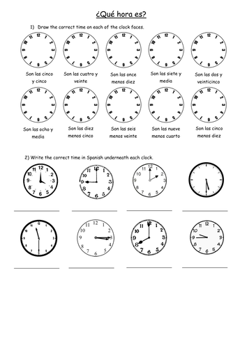 Ks3 Telling The Time In Spanish Teaching Resources