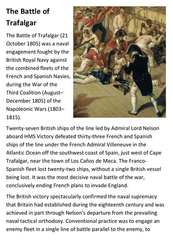The Battle of Trafalgar Handout