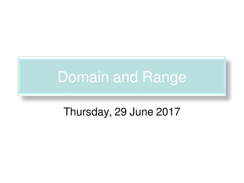 Domain & Range | Teaching Resources