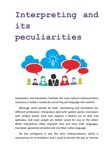 Interpreting and its peculiarities