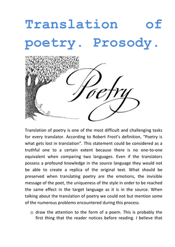 Translation of poetry. Prosody