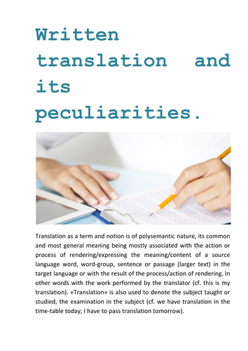 Written translation and its peculiarities
