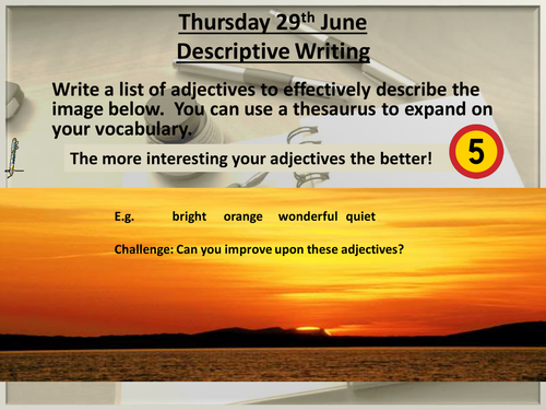 Imagery - writing to describe