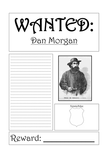 Dan Morgan (bushranger) Wanted Poster Template