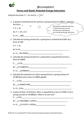 GCSE Physics - Elastic Potential Energy worksheets | Teaching Resources