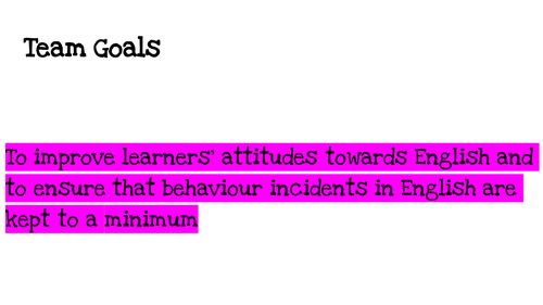Department Think Piece Related to Classroom Behaviours and Attitudes