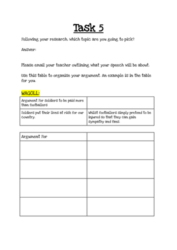 Speaking and Listening Task 5