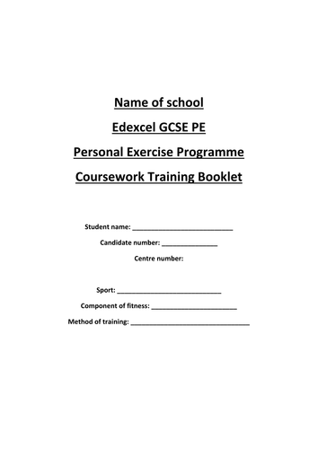 GCSE PE Edexcel Persaonal Exercise Programme (PEP)  structure booklet/template and 75 slide guide
