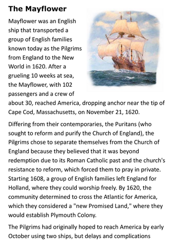 The Mayflower Handout