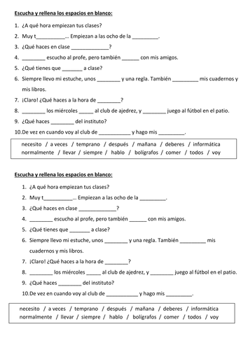Fill the gaps "Clubs in school"