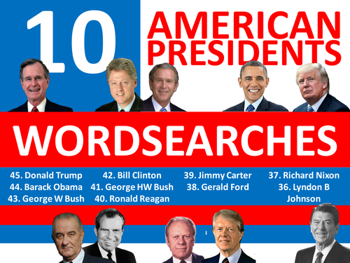 10 American Presidents Wordsearches Keyword Wordsearch Plenary The USA United States of America
