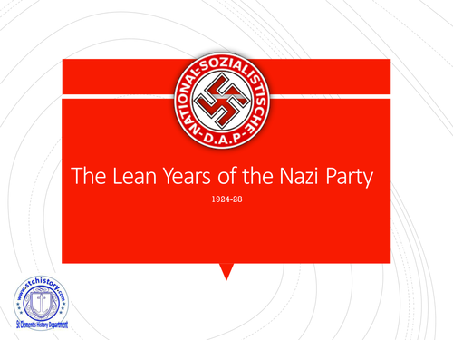 Edexcel 9-1 Germany - Nazi Party Lean Years and Reorganisation EDITABLE