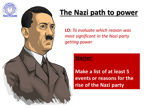 Edexcel 9-1 Germany - Rise of the Nazi Party 1928-32 EDITABLE