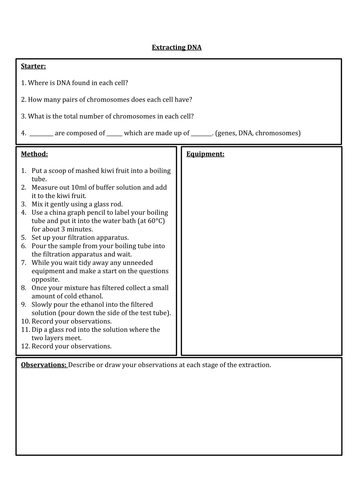 Extracting DNA Practical Whole Lesson