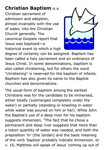 Christian Baptism Handout