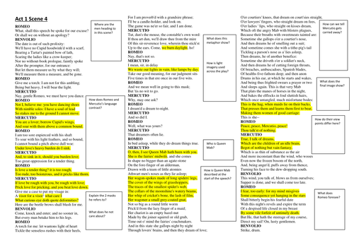 Romeo and Juliet: Act 1 Scene 4 - Annotation Questions