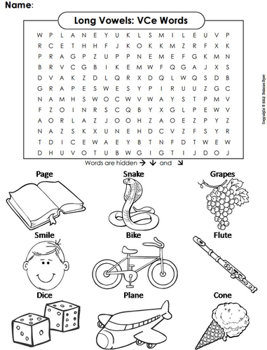 Long Vowels: VCe Words Word Search