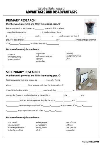 Market research - Advantages and Disadvantages of Primary and Secondary