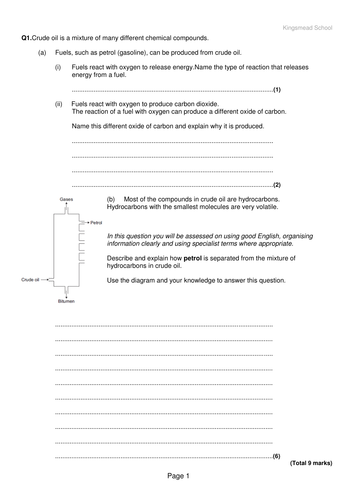 Organic Chemistry Revision Questions and Answers